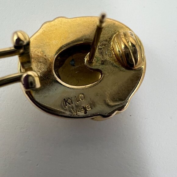 Vintage Kai Yinlo Sterling Silver Earrings With Faux Pearl & Amber Rhine - Picture 3 of 3